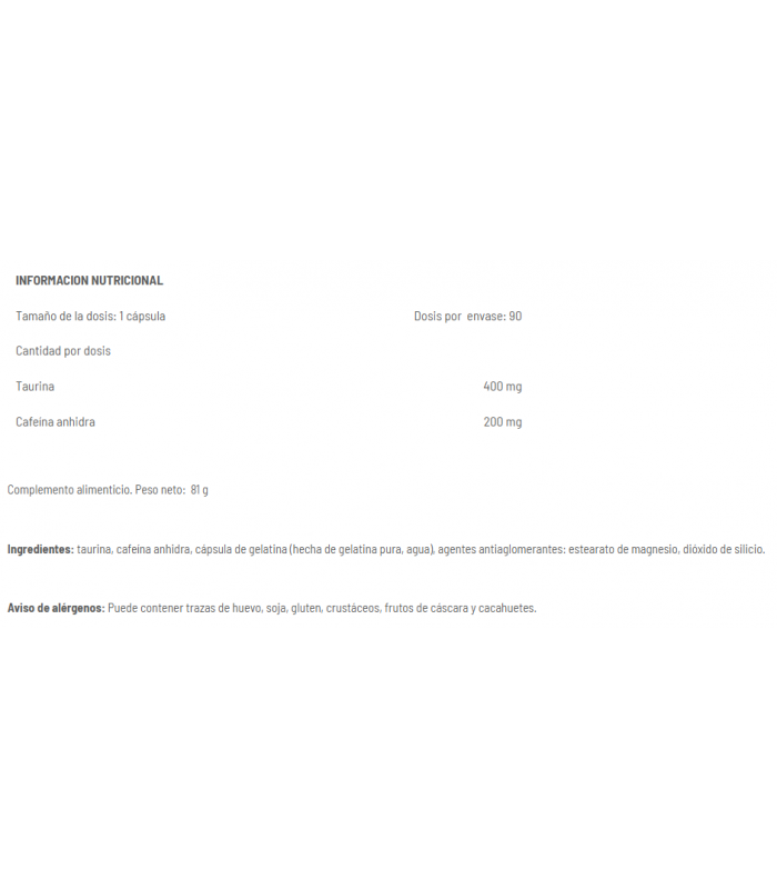 CAFEINA CON TAURINA 90 caps.