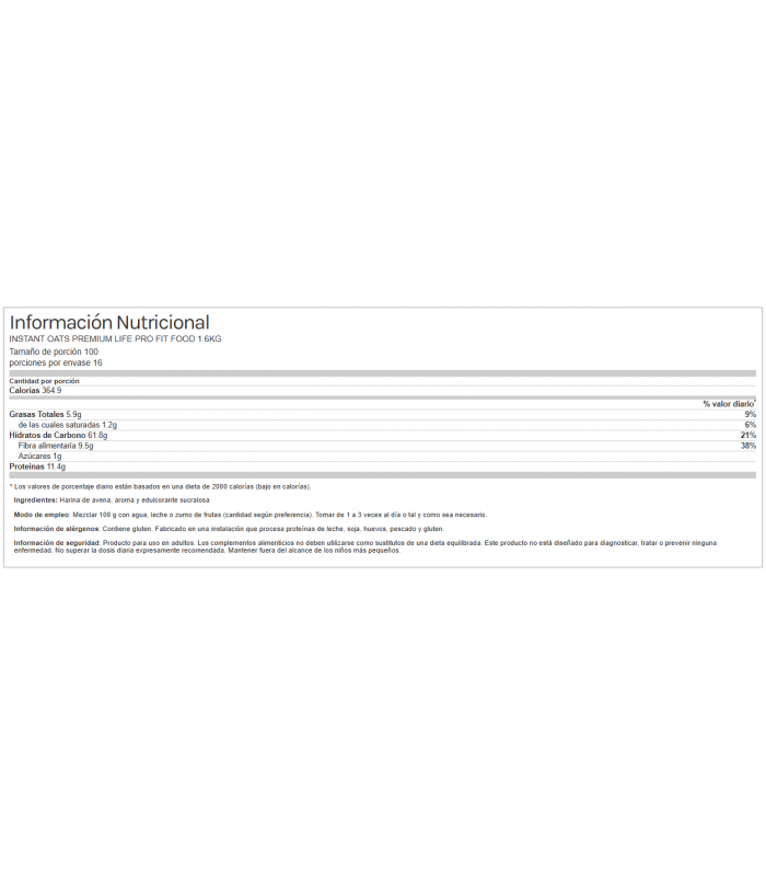 HARINA DE AVENA INSTANT OATS 1,6kg.