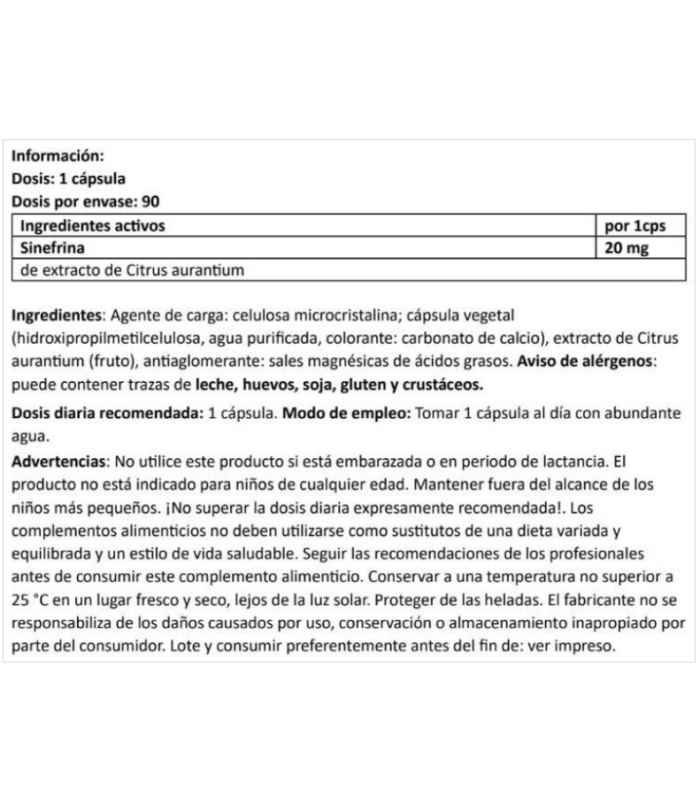 SINEFRINA 20mg. 90 caps.