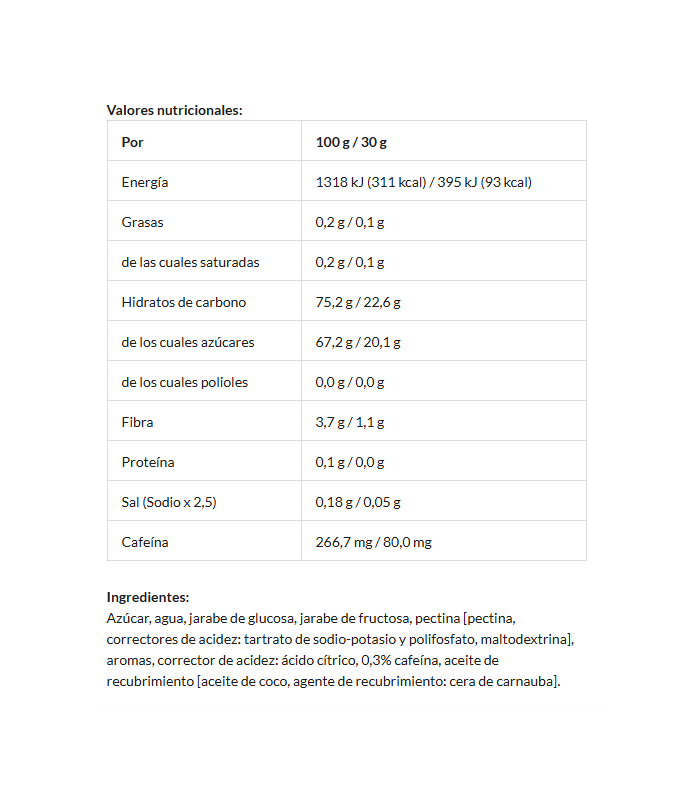 GUMMY BAR CON CAFEÍNA