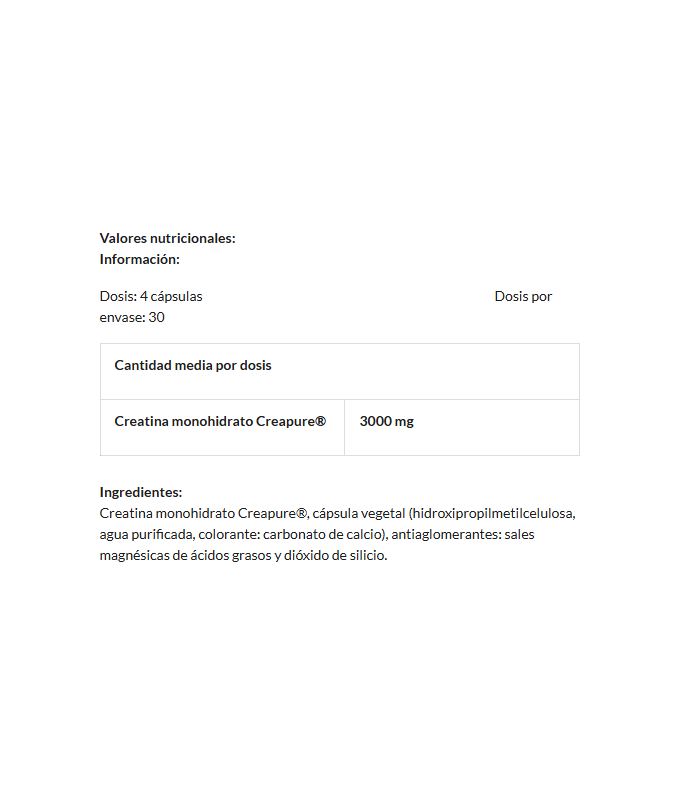 CREATINA CREAPURE CAPSULAS 120caps.
