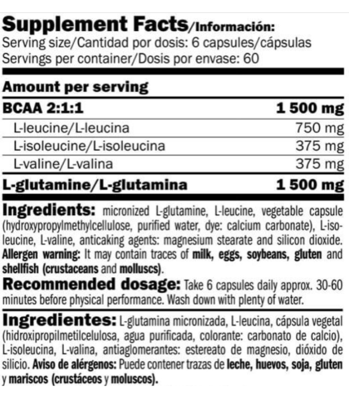 GLUTAMINE + BCAA 360 caps.